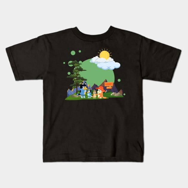 bluey camp Kids T-Shirt by screamousking